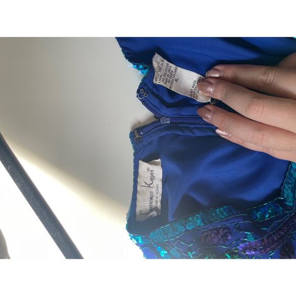 Vintage Silk Top, 90s Y2K reworked sequin party top XL - Picture 5 of 5